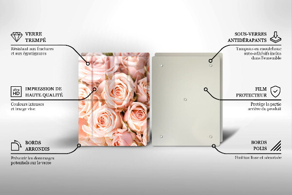 Üveg vágódeszka Csokor finom rózsa