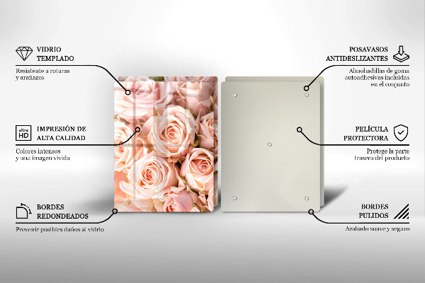 Üveg vágódeszka Csokor finom rózsa