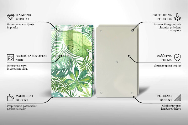 Üveg vágódeszka Akvarell boho levelek