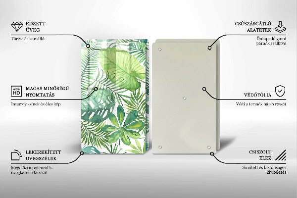 Üveg vágódeszka Akvarell boho levelek