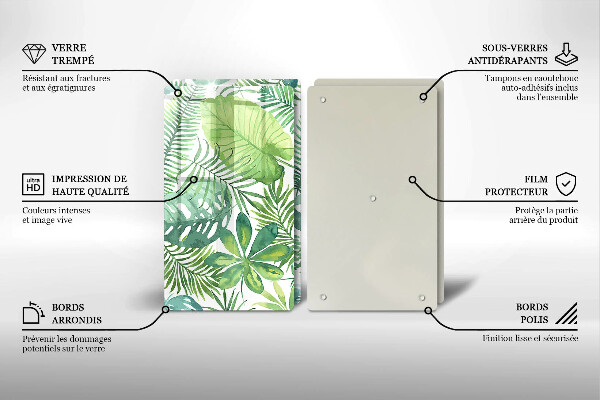 Üveg vágódeszka Akvarell boho levelek