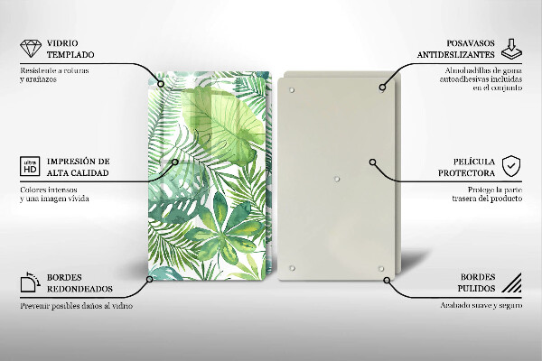 Üveg vágódeszka Akvarell boho levelek