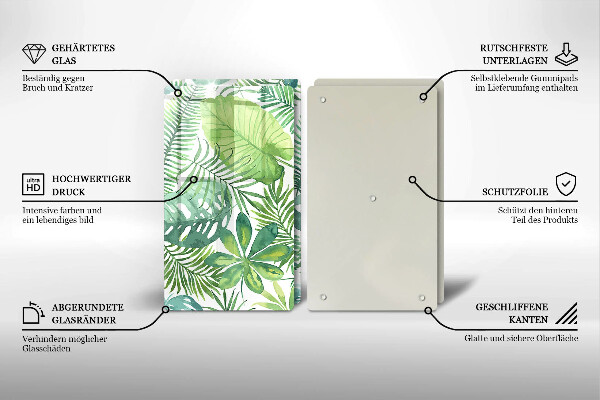 Üveg vágódeszka Akvarell boho levelek