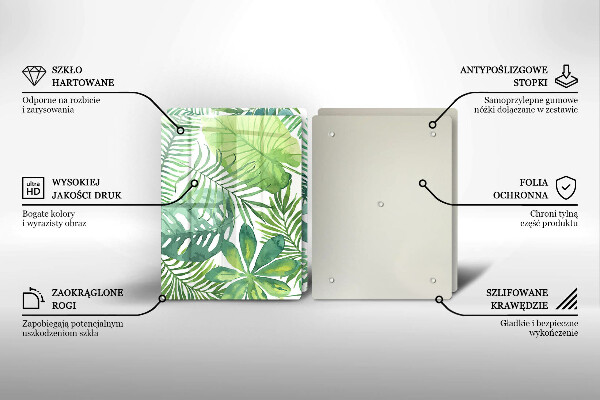 Üveg vágódeszka Akvarell boho levelek