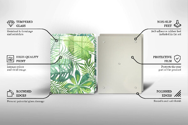 Üveg vágódeszka Akvarell boho levelek