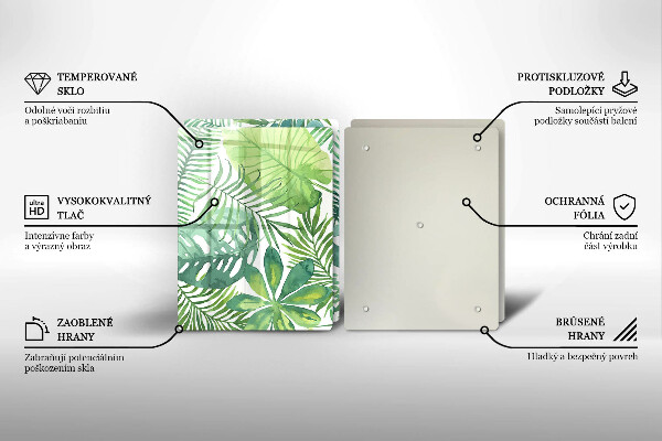 Üveg vágódeszka Akvarell boho levelek