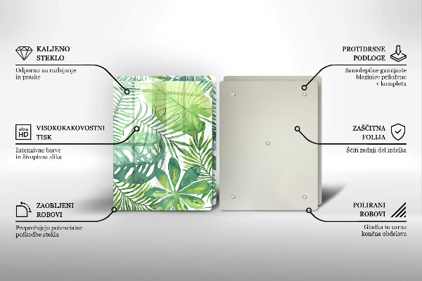 Üveg vágódeszka Akvarell boho levelek