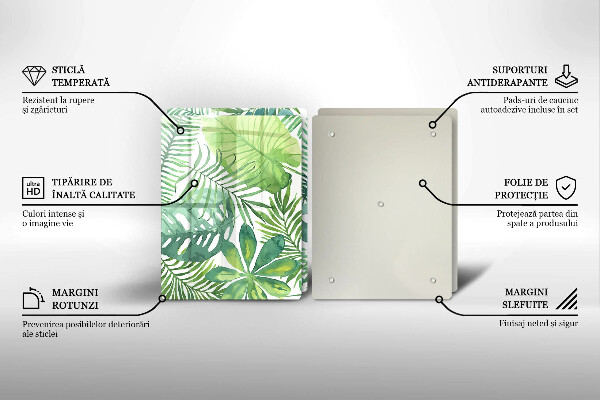 Üveg vágódeszka Akvarell boho levelek