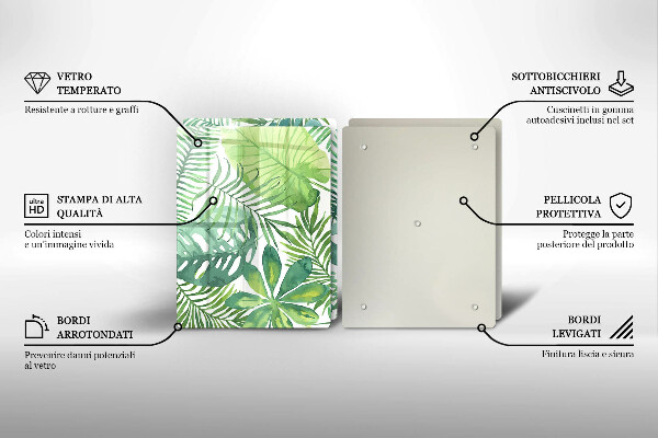 Üveg vágódeszka Akvarell boho levelek