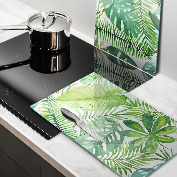 Üveg vágódeszka Akvarell boho levelek