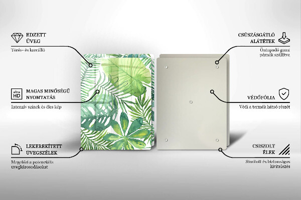 Üveg vágódeszka Akvarell boho levelek