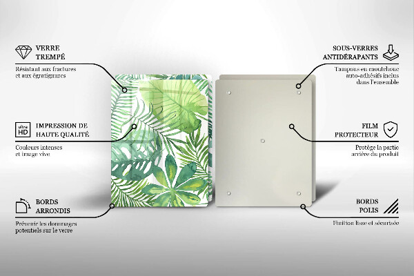 Üveg vágódeszka Akvarell boho levelek