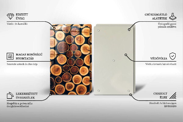 Üveg vágódeszka Fa tuskók