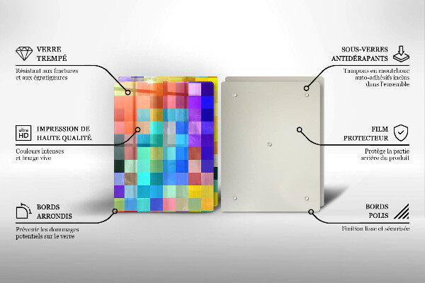 Üveg vágódeszka Színes pixel négyzetek