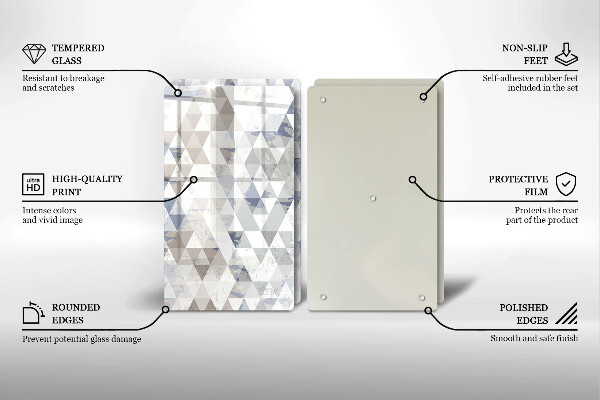 Üveg vágódeszka Háromszög minta