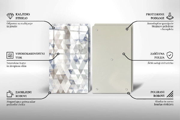 Üveg vágódeszka Háromszög minta