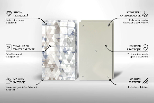 Üveg vágódeszka Háromszög minta