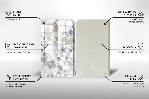 Üveg vágódeszka Háromszög minta