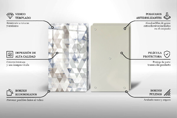 Üveg vágódeszka Háromszög minta