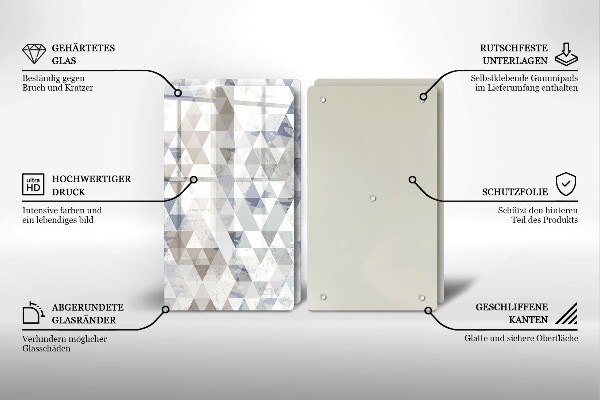 Üveg vágódeszka Háromszög minta
