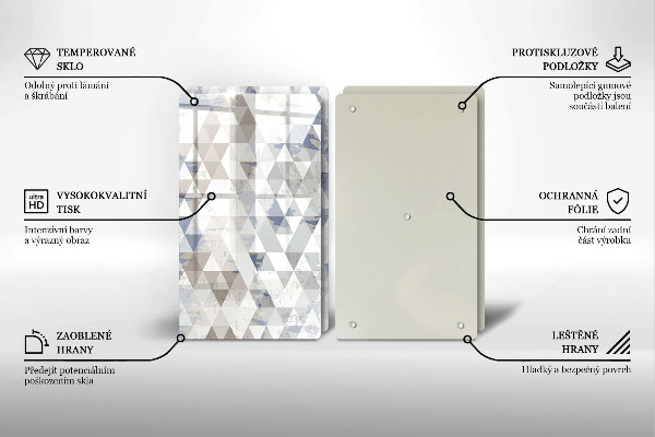 Üveg vágódeszka Háromszög minta