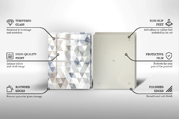 Üveg vágódeszka Háromszög minta