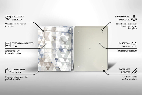 Üveg vágódeszka Háromszög minta