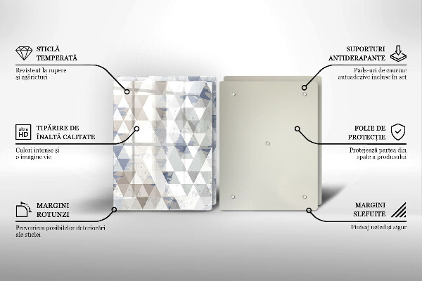 Üveg vágódeszka Háromszög minta