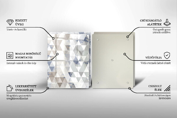 Üveg vágódeszka Háromszög minta