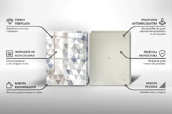 Üveg vágódeszka Háromszög minta