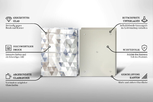 Üveg vágódeszka Háromszög minta