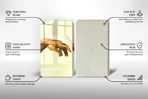 Üveg vágódeszka Ádám kezeinek teremtése