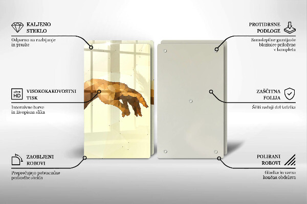 Üveg vágódeszka Ádám kezeinek teremtése