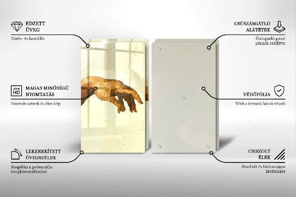 Üveg vágódeszka Ádám kezeinek teremtése