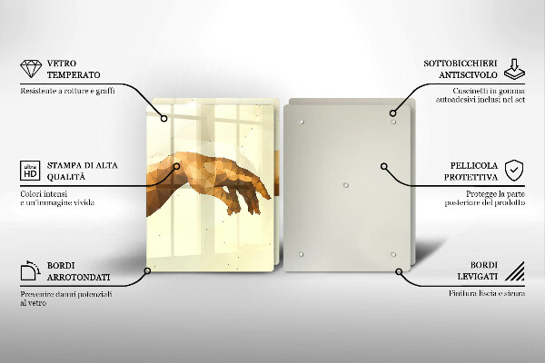 Üveg vágódeszka Ádám kezeinek teremtése