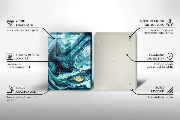 Üveg vágódeszka Kék arany absztrakció