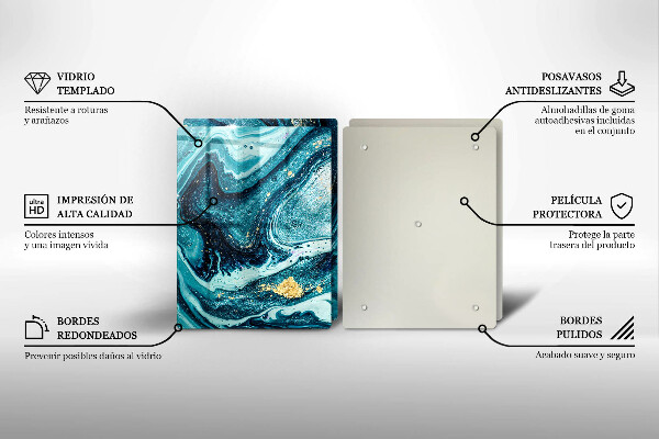 Üveg vágódeszka Kék arany absztrakció