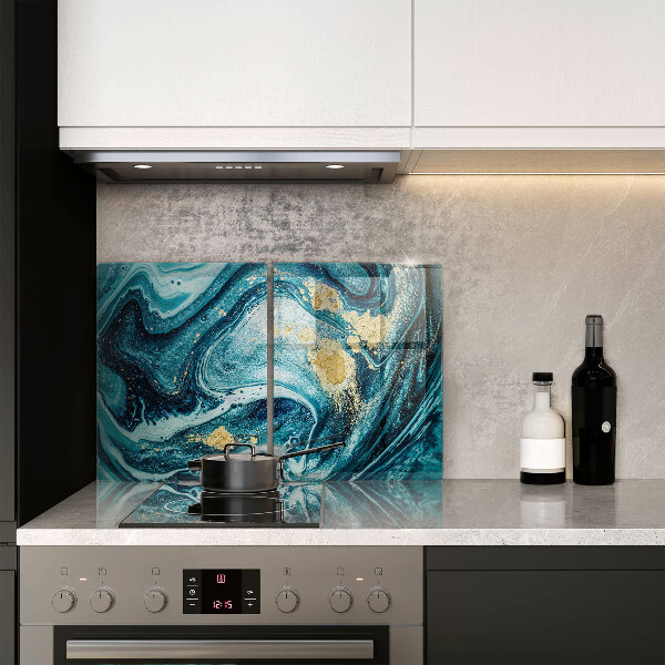 Üveg vágódeszka Kék arany absztrakció