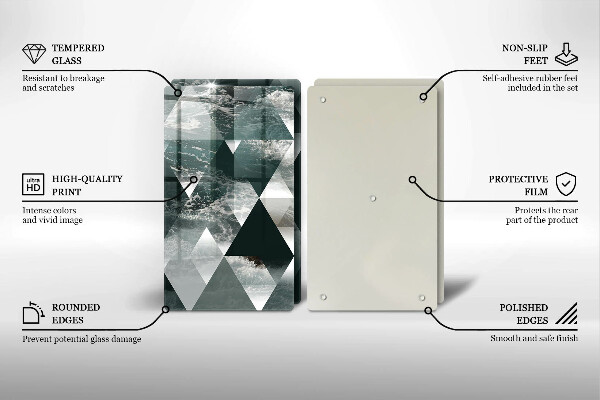 Üveg vágódeszka Háromszögek és víz