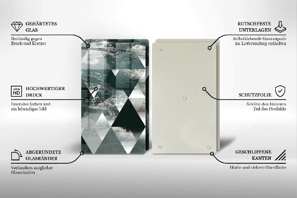 Üveg vágódeszka Háromszögek és víz