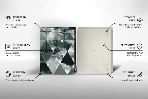 Üveg vágódeszka Háromszögek és víz