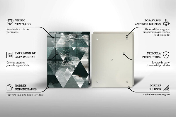 Üveg vágódeszka Háromszögek és víz