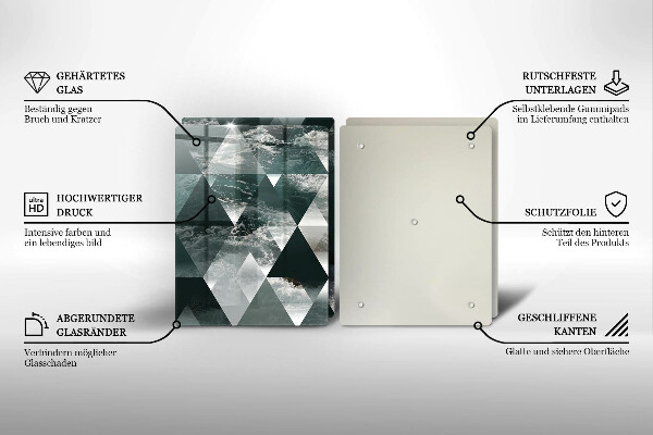 Üveg vágódeszka Háromszögek és víz