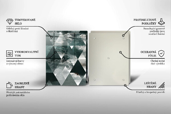 Üveg vágódeszka Háromszögek és víz