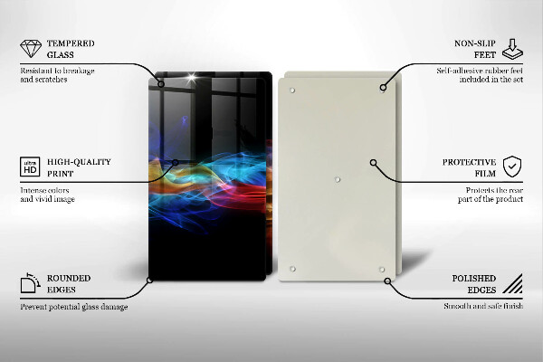 Üveg vágódeszka Színes füst