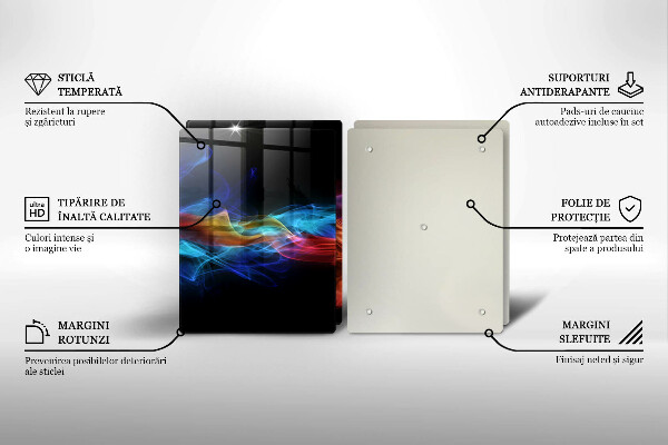 Üveg vágódeszka Színes füst