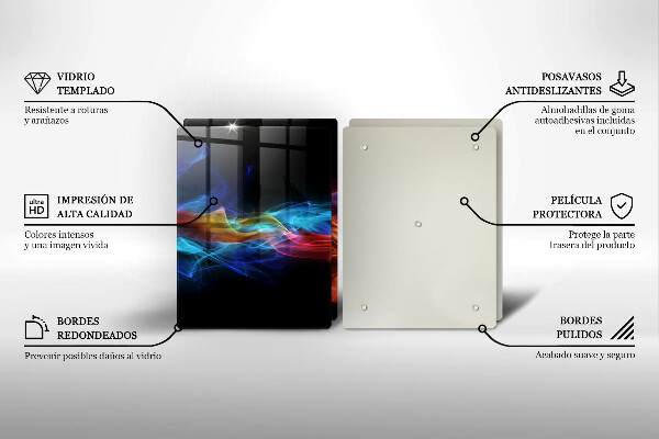 Üveg vágódeszka Színes füst