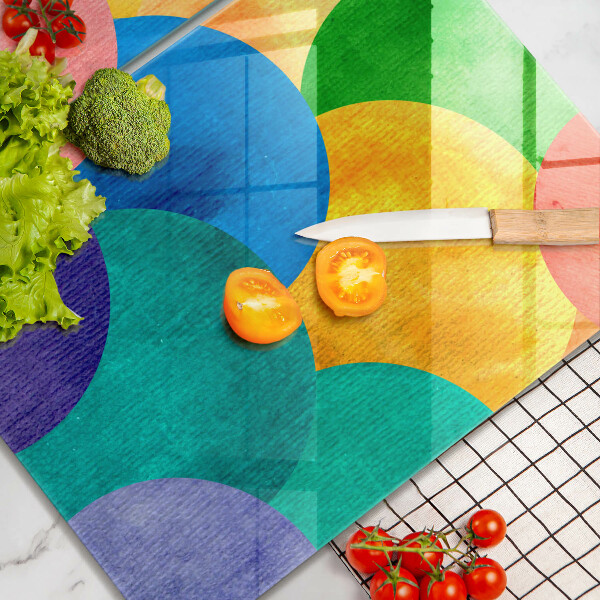 Üveg vágódeszka Színes körök