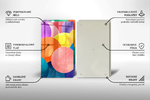 Üveg vágódeszka Színes körök