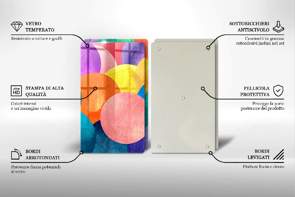 Üveg vágódeszka Színes körök